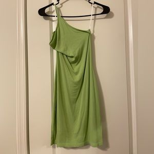 NWOT Green one shoulder mini dress